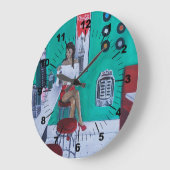 Runaround Sue Painting by Alfred Fox Große Wanduhr (Winkel)