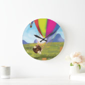 Runaway Cartoon Hot Air Ballon Große Wanduhr (Zuhause)
