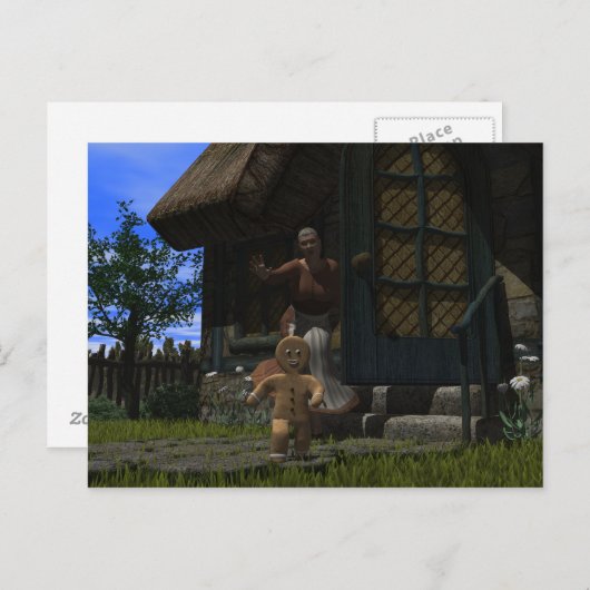 Runaway Gingerbread Man Postkarte (Vorne/Hinten)