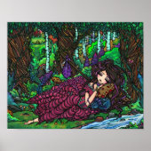 "Runaway Princess" Fairy Dragon Fantasy Forest Art Poster (Vorne)