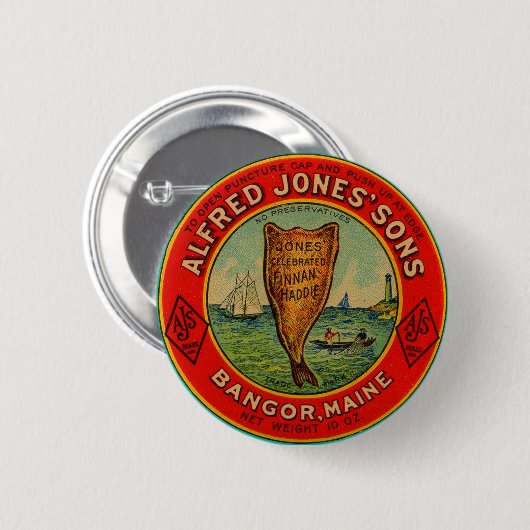 Rund 1900 Alfred Jones Sons Finnan Haddie-Label Button (Vorne & Hinten)
