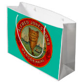 Rund 1900 Alfred Jones Sons Finnan Haddie-Label Große Geschenktüte (Rückseite Schrägansicht)