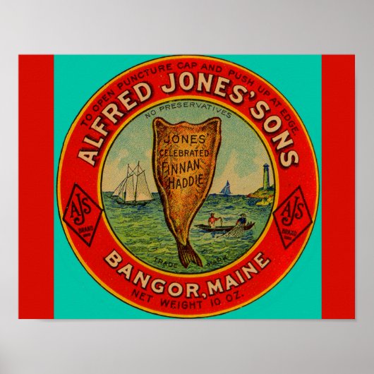 Rund 1900 Alfred Jones Sons Finnan Haddie-Label Poster (Vorne)