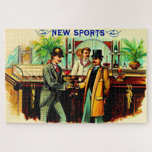 Rund 1900 New Sports Cigarren-Box-Label Puzzle