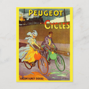 Rund 1900 Peugeot Fahrräder und Postkarte