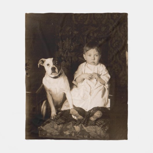Rund 1910 Pitbull and baby RPPC Fleecedecke (Vorderseite)