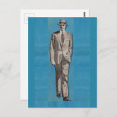 Rund 1950 Mann mit scharfer Zurichtung Postkarte (Vorne/Hinten)