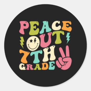 Rund 7. Grade Groovy Abschluss am letzten Schultag Runder Aufkleber