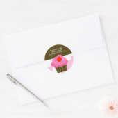 RUND-Adresse-Labels Cherry Cupcake Brown/Pink Runder Aufkleber (Umschlag)