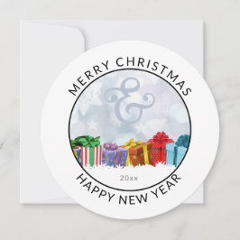 Rund | Ampersand & farbenfrohe Geschenke | Weihnac Feiertagskarte