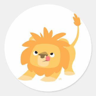 Rund-Aufkleber für den Cartoon Lion Runder Aufkleber