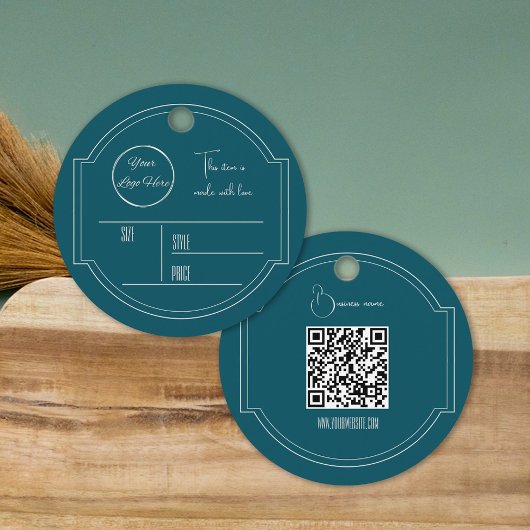 rund benzinblau mit Logo-Aufkleber Geschenkanhänger