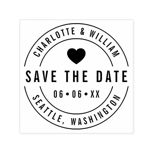 Rund Bold Heart Save the Date Permastempel (Design)