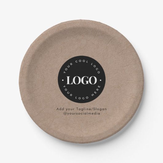 Rund Circle Custom Company Logo Rustic Kraft Pappteller (Vorderseite)