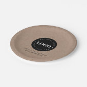 Rund Circle Custom Company Logo Rustic Kraft Pappteller (Schrägansicht)