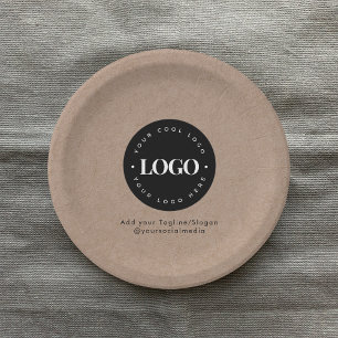 Rund Circle Custom Company Logo Rustic Kraft Pappteller