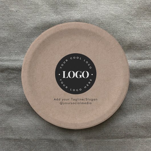 Rund Circle Custom Company Logo Rustic Kraft Pappteller