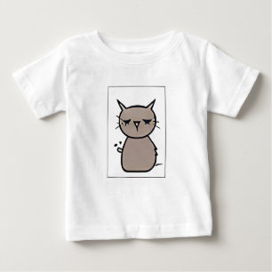 "Rund-Eared Brown-Gray Cat Cartoon Emoticon Burp Baby T-shirt
