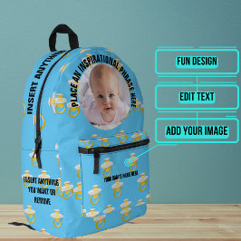 Rund Foto und Text Blue Schnullers Baby Bedruckter Rucksack