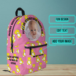 Rund Foto und Text Pink Teddy Bear Baby Bedruckter Rucksack