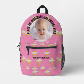 Rund Foto und Text Rosa Schnuller Baby Bedruckter Rucksack (Vorderseite)