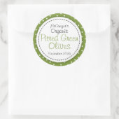 Rund gepitzelte grüne Oliven-Konfitüre Runder Aufkleber (Tasche)