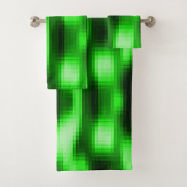 Rund gestanzte Glaseinsätze in grün und schwarz Badhandtuch Set