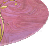 Rund-Gold-Leaf Blühe rosa Burgundy Swirl-Glas Schneidebrett (Ecke)