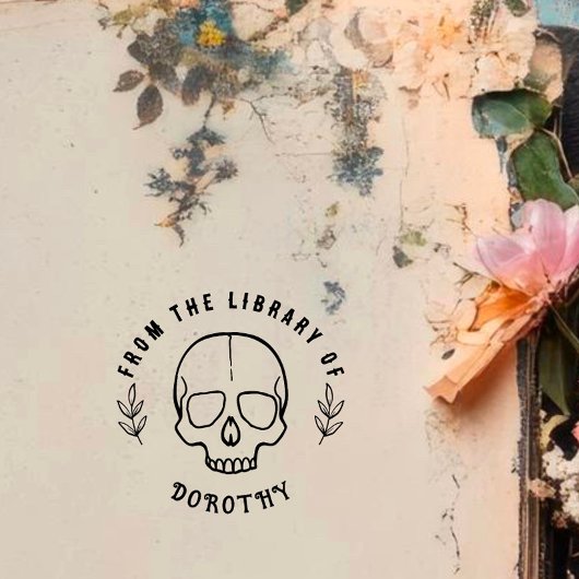 Rund Gothic Skull Custom Book Gummistempel