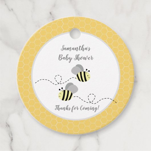 Rund-Graue und gelbe Hummeln-Tag Geschenkanhänger (Vorderseite)