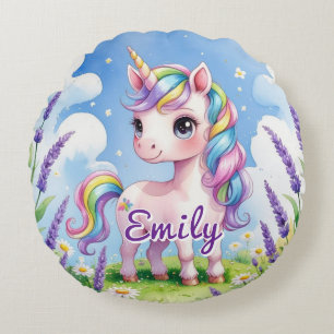 Rund Kissen für das Feld Unicorn