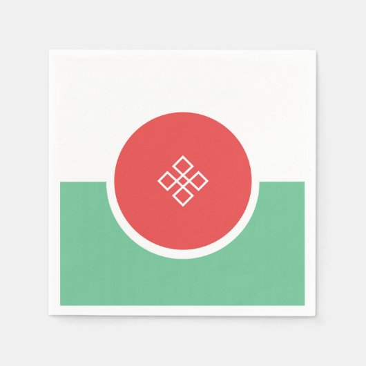 Rund korallenrosa und Aquakulturgrün minimalistisc Serviette (Vorderseite)