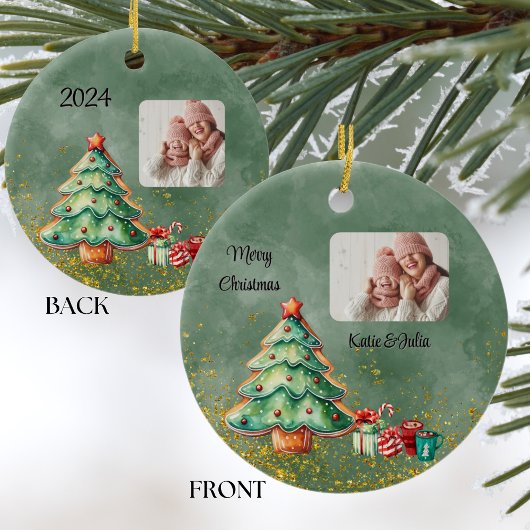 Rund magisches Weihnachtsbaum-Foto Keramik Ornament