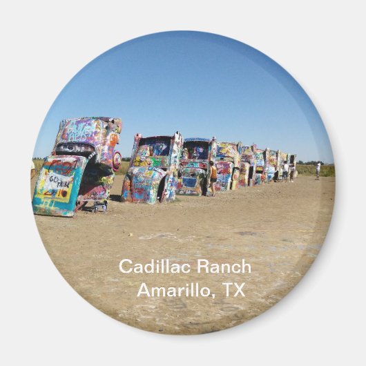 Rund, Magnet, Cadillac Ranch, Amarillo, Texas Mag Magnet (Vorne)