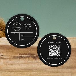 Rund minimales Schwarz mit Logo-Aufkleber Geschenkanhänger