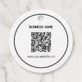 Rund minimales Weiß mit Logo-Aufkleber Geschenkanhänger (Rückseite)