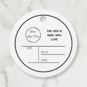 Rund minimales Weiß mit Logo-Aufkleber Geschenkanhänger (Vorderseite)