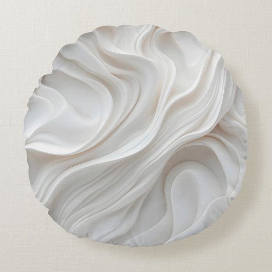 Rund modernes weißes Marmorgewand dekoratives Kiss Rundes Kissen (Vorderseite)