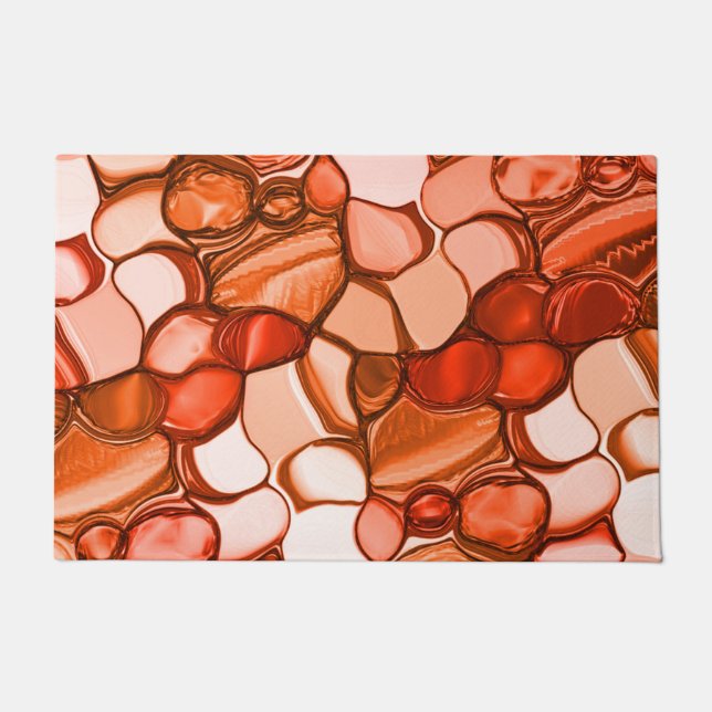 Rund neunfache Formen wie Samen, Korallenfarben un Fußmatte (Vorderseite)