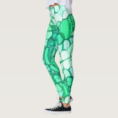 Rund neunfache Formen wie Samen, Minze bis Grüntön Leggings (Links)