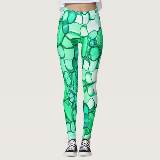 Rund neunfache Formen wie Samen, Minze bis Grüntön Leggings (Vorderseite)