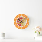 Rund orange Uhr "Sunset"-Nummer (Zuhause)