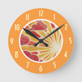 Rund orange Uhr "Sunset"-Nummer