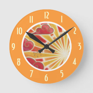 Rund orange Uhr "Sunset"-Nummer