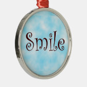 Rund-Ornament mit Lächeln Silbernes Ornament (Rechts)