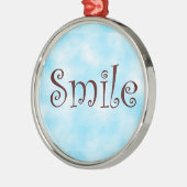 Rund-Ornament mit Lächeln Silbernes Ornament (Links)