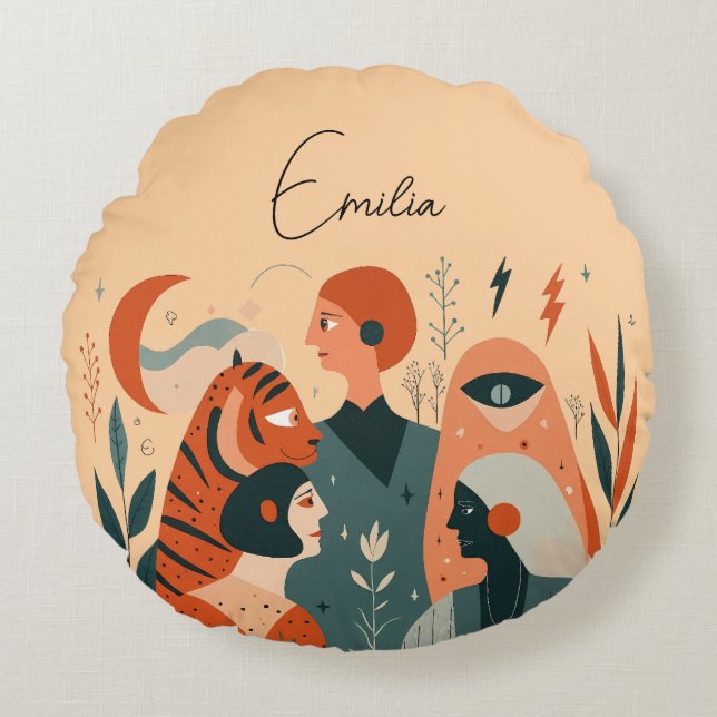 Rund-Pillow-Name - perfekt für Gifti Rundes Kissen (Vorderseite)