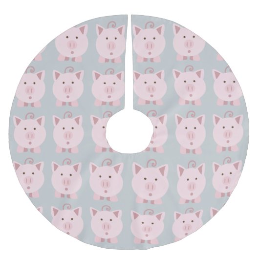 Rund-Pink-Muster Polyester Weihnachtsbaumdecke (Vorderseite)