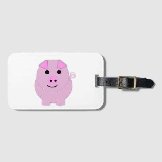 Rund-Pink-Schwein Gepäckanhänger (Vorderseite (Horizontal))