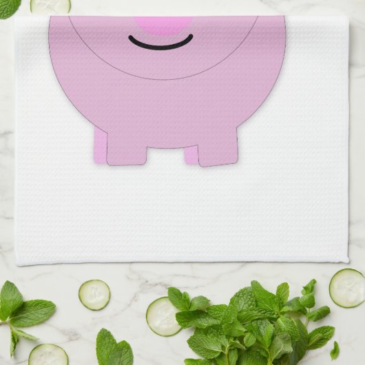 Rund-Pink-Schwein Geschirrtuch (Gefaltet)